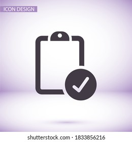 notebook. note sheet. medical form to fill out with a check mark. Form. sheet. confirmed. flat design. the work is done for your use for your purposes and purposes. eps 10 icons vector