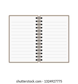 Notebook notepad copybook spiral rings vertical blank simple flat design mockup template icon illustration vector EPS 10