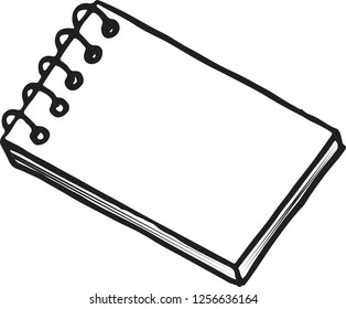 Notebook, notepad. Doodle, engraving sketch style. Hand drawn illustration