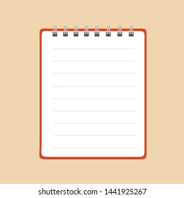 Notebook or notepad, flat design writing concept.