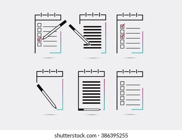 Notebook, notepad icon.  Vector eps10.  Pictograph of note.  