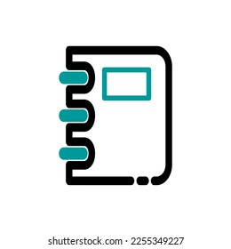 Notebook or notes line vector icon. File or document icon. Turquoise color.