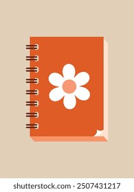 Notebook for notes, notepad. Simple vector illustration of school supplies, office supplies. Flat Design. Icon, sticker, clipart. Back to school.