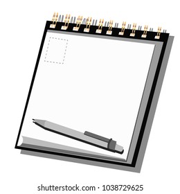 notebook for notes with pen, vector
