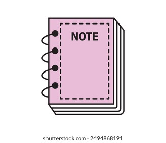 Notebook for notes vector. Office or school. School, notebook, note, paper, memo, office, stationery. Can use for infographic, banner, poster, web design. Vector isolated on white background.