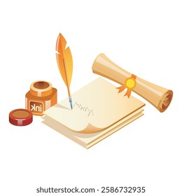 Notebook object isolate on the white background, Vector EPS.10