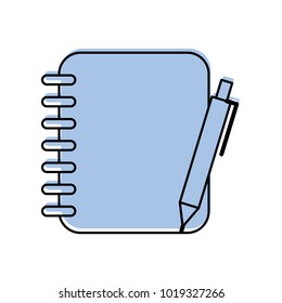notebook with office pen isolated icon