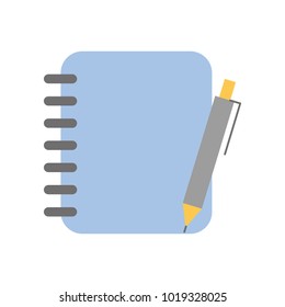 notebook with office pen isolated icon
