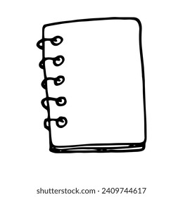 cuaderno sobre anillos con una hoja de papel en blanco dibujada a modo de doodle. minimalismo, monocromo