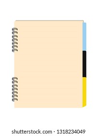 Notebook on white background