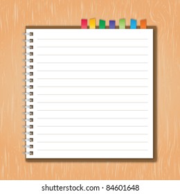 Notebook on wood background vector