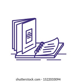 notebook open with book supply school vector illustration design