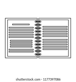Notebook open isolated in black and white