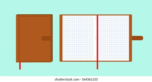 Notebook, open notebook isolated objects. Vector.