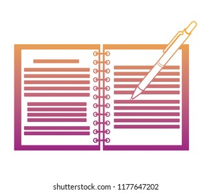 Notebook open with magnifying glass rainbow lines