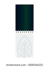 notebook open mockup with sign of green company, corporate identity vector illustration design