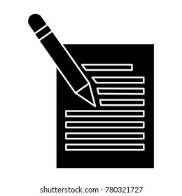 Notebook open with pencil