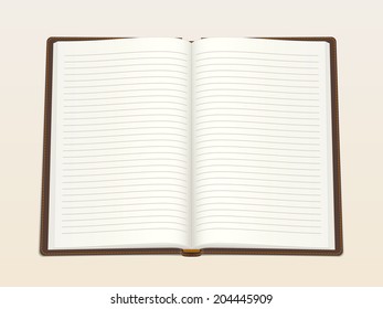 Notebook, opened in the middle. Realistic vector illustration.