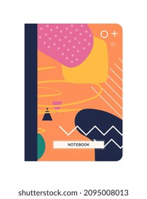 Notebook orange cover. Stylish and bright design for poster and banner. Natural patterns, organic lines. Graphic elements for site, abstract minimalistic pictures. Cartoon flat vector illustration