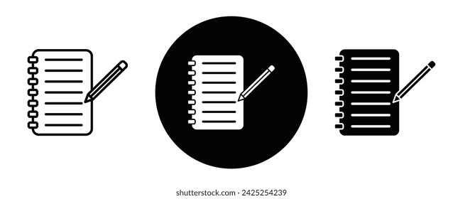 Notebook outline icon collection or set. Notebook Thin vector line art