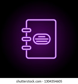 notebook outline icon. Elements of Education in neon style icons. Simple icon for websites, web design, mobile app, info graphics