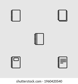 conjunto de iconos de esquema de bloc de notas con representación vectorial aislada