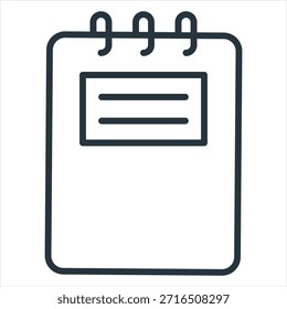 Ilustración vectorial de icono de contorno de cuaderno