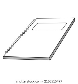 notebook outline illustration,isolated on white background,top view