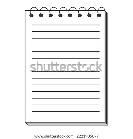 notebook outline vector illustration,isolated on white background,top view