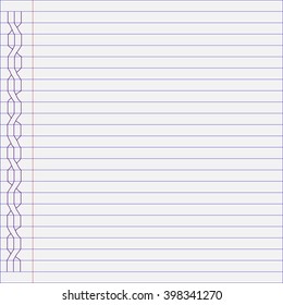Notebook page background. Vector notebook sheet of paper.