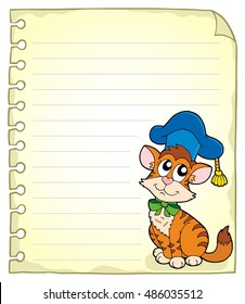 Página de bloc de notas con el profesor de gato 1 - ilustración vectorial eps10.