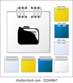 Notebook page with icon. Vector illustration.