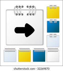 Notebook page with icon. Vector illustration.