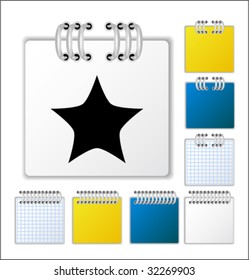Notebook page with icon. Vector illustration.