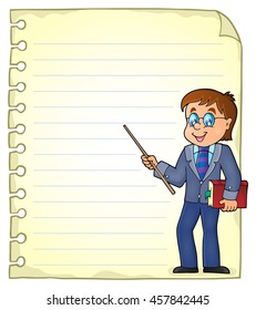 Notebook page with man teacher - eps10 vector illustration.