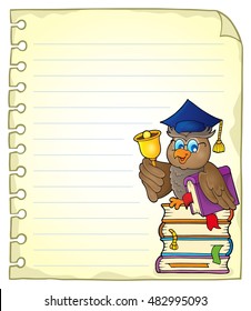 Notebook page with owl teacher 4 - eps10 vector illustration.