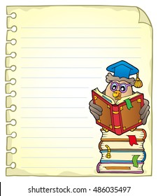 Notebook page with owl teacher 5 - eps10 vector illustration.