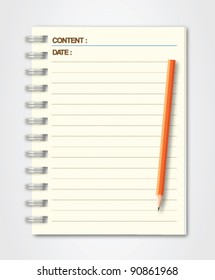 Notebook Page with Pencil Vector