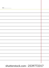 Notebook Page Right to Left with Date 15mm Line Space