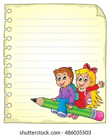 Portátil con escolares 1 - ilustración vectorial eps10.