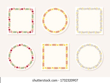 Notebook page templates. Cute memo pads decorated with autumn elements. Can be used for scrapbooking, bullet journals, gift tags, cards and invitations. Vector 10 ESP.