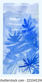 Notebook page, watercolor vector background.Winter card. Vector illustration