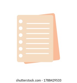 notebook pages icon over white background, flat style, vector illustration