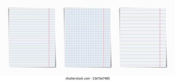 Notebook pages set . Notepad blank paper sheet .
