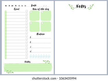 Notebook pages template, daily and notes, vector