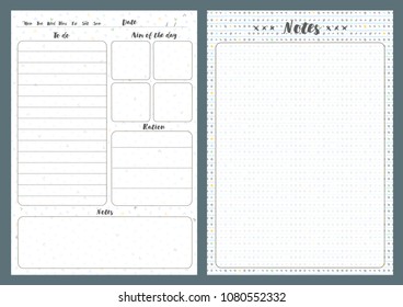 Notebook pages template, daily and notes, vector