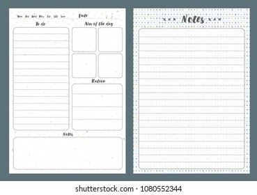 Notebook pages template, daily and notes, vector