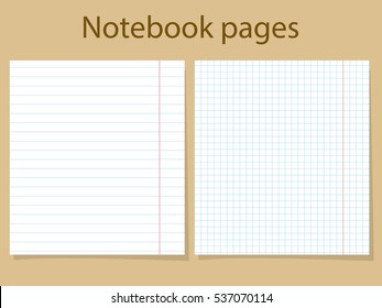 Notebook pages template. Two linen pages design vector