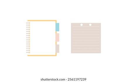 notebook pages or vector lined notepaper, Set of isolated background for office document or grid page. Notepad sheet backdrop with dotted surface. Education or school empty memo.