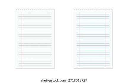 Plano de fundo de papel notebook, branco branco branco em branco caderno de exercícios, papel de notebook alinhado, voltar para a escola design vetorial .Vetor ilustração .EPS 10 .
